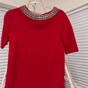 Talbots Elegant Red Embellished Women's Top